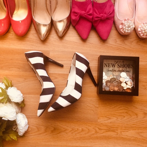 Christian Siriano Shoes - Chic striped black and white heels